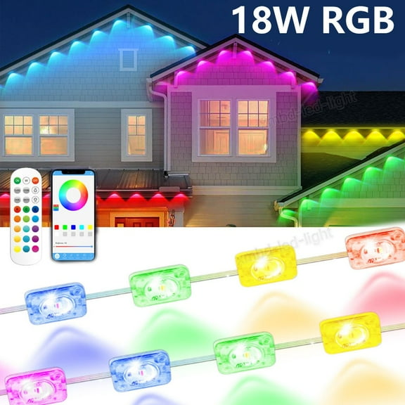 Permanent Outdoor Lights 100FT Eave Lamps 18W RGB W/APP Remote Control IP67 USA