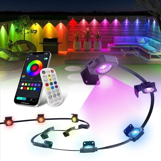 SuperRGB 50FT Permanent Outdoor Lights, 30LED RGB Eaves Lights with Smart App & Remote, IP67 Waterproof Music Sync for Christmas Party Garden