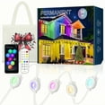thumbnail image 1 of Permanent Outdoor Lights 50ft, RGBWW with IC Smart LED with 30 LED Lights, 50LM , IP68 Waterproof, App & Remote Control for Halloween Christmas Decor, Daily Lighting, Work with Alexa, Google, 1 of 9