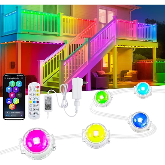 Permanent Outdoor Lights for Patio: IP68 Balcony Light with App & Remote Control for Christmas, Holiday, Party Lighting - 16ft Fence Light with 25 Lights for Daily Decor