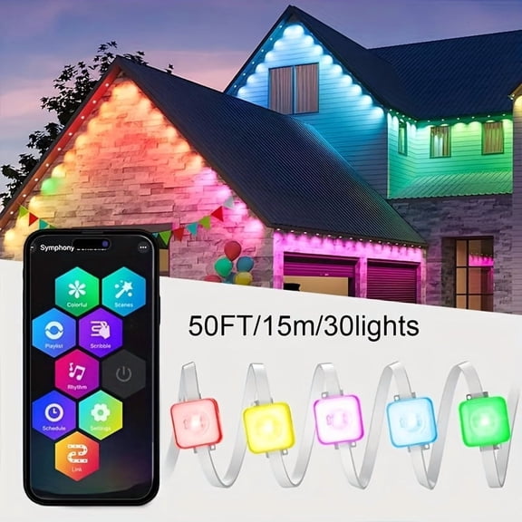 Permanent Outdoor RGB Smart LED Eaves Lights with IP67 IP67 Smart LED Eaves Lights with App/Remote Control, for Christmas And All Holiday Decor
