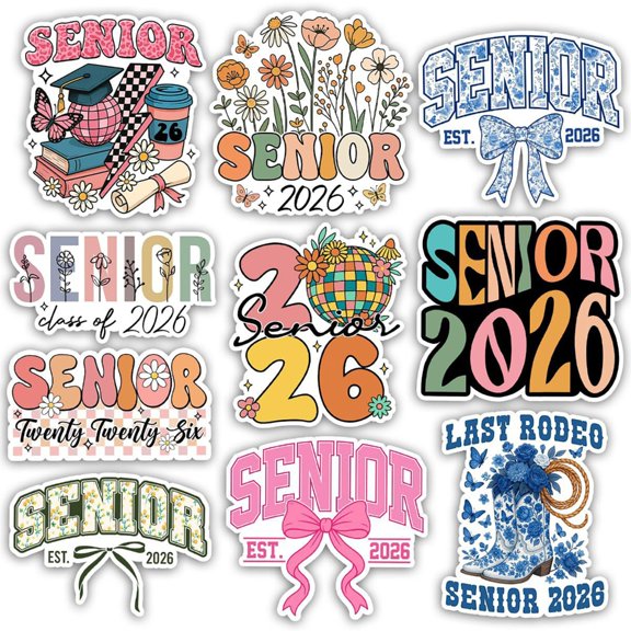 Permanent PVC Graduation Transfers For Class Of twenty twenty six Senior Year Remembrances 10 Themed Designs Impermeable Decorative Transfers