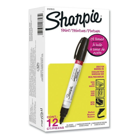 Sharpie 2107615 Medium Bullet Tip Permanent Paint Marker - Black (1 Dozen)