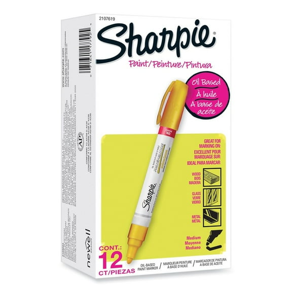 Sharpie 2107619 Medium Bullet Tip Permanent Paint Marker - Yellow (1 Dozen)