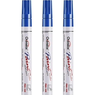 Permanent Paint Markers Pens - 3 Pack Blue Oil Based Paint Pens, Medium Tip, Quick Drying and Waterproof Marker Pen for Metal, Rock, Wood, Fabric, Plastic, Canvas, Mugs, Stone, Glass