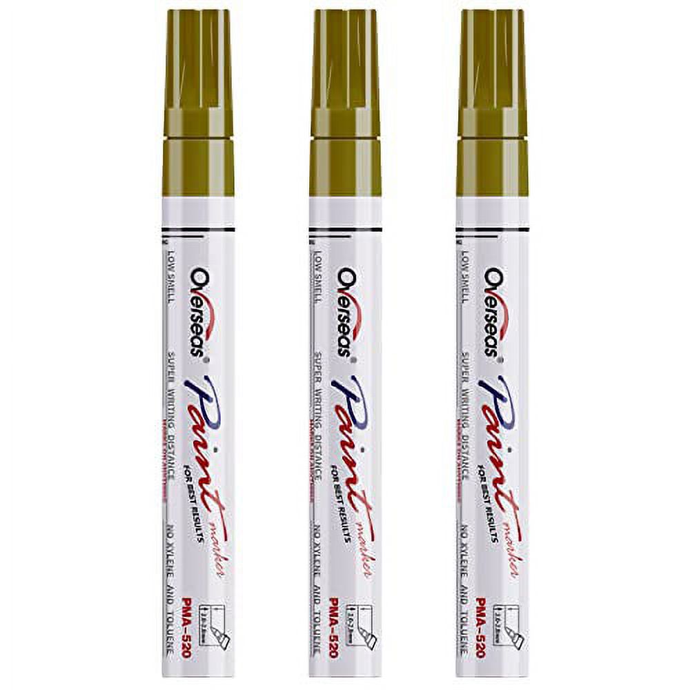 Permanent Paint Markers Pens - 3 Pack Gold Oil Based Paint Pens, Medium  Tip, Quick Drying and Waterproof Marker Pen for Metal, Rock, Wood, Fabric,  Plastic, Canvas, Mugs, Stone, Glass 