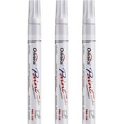 Permanent Paint Markers Pens - 3 Pack White Oil Based Paint Pens, Medium Tip, Quick Drying and Waterproof Marker Pen for Metal, Rock, Wood, Fabric, Plastic, Canvas, Mugs, Stone, Glass
