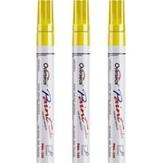 Permanent Paint Markers Pens - 3 Pack Yellow Oil Based Paint Pens, Medium Tip, Quick Drying and Waterproof Marker Pen for Metal, Rock, Wood, Fabric, Plastic, Canvas, Mugs, Stone, Glass