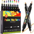 Permanent Paint Pens Markers 18 Colors Dual Tip Oil Based Waterproof