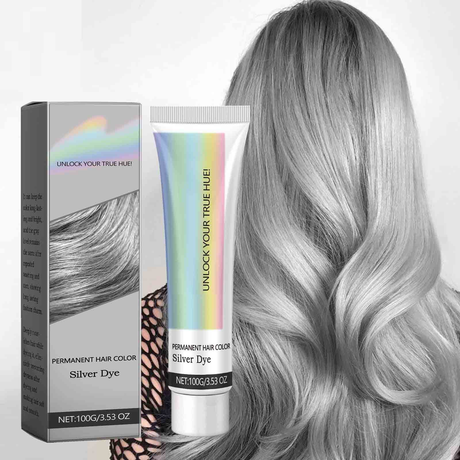 ONLYEOR Permanent Silver Gray Hair Dye Cream, Gentle Long-lasting Color