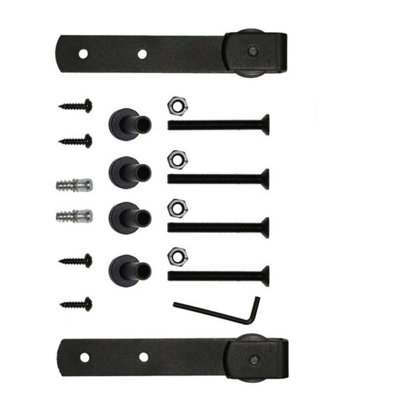 Permanent Steel Sliding Door Track Casters For 1 3/8" To 1 3/4" Thick Entrances Includes Floor Guide Spacers 265lbs Weight Rating