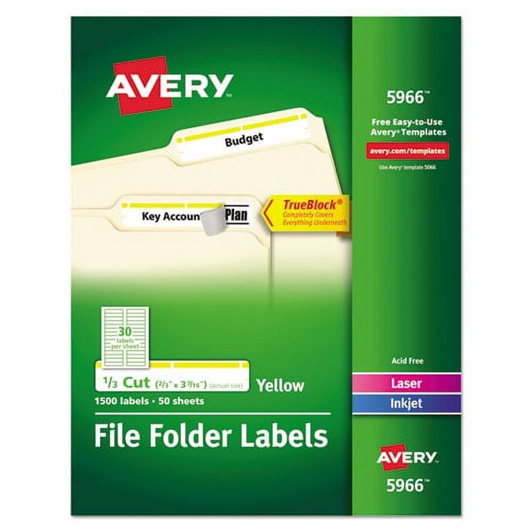 Avery 72782 Permanent File Folder Labels – Blocks Out Text Underneath