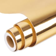 Permanent Vinyl, Chrome Gold Vinyl Compatible with Cutting Machine - 12 x 10 FT Metallic Adhesive Roll for Cup, Decor Sticker, Home Decal