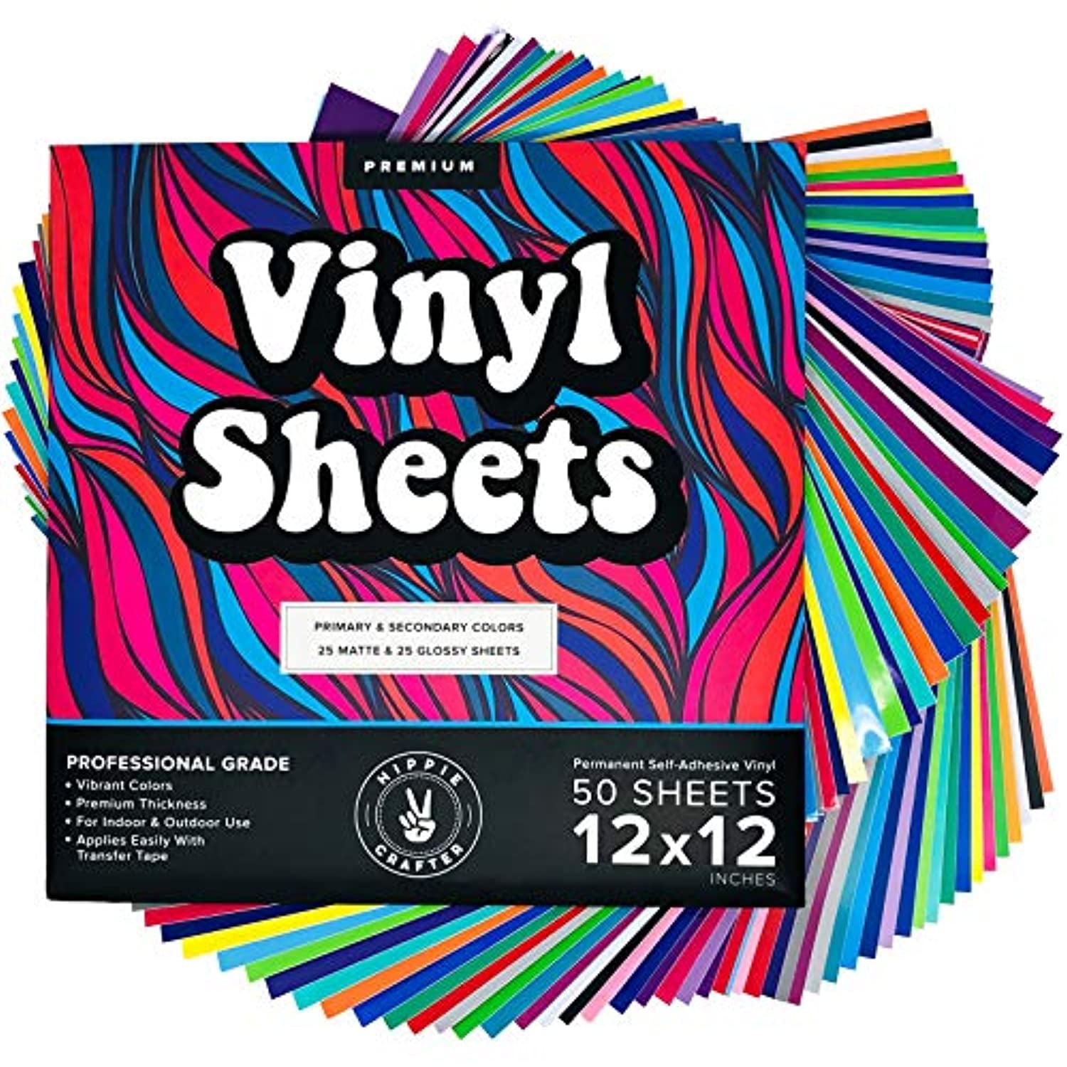 Permanent Vinyl Sheets 50 Pieces Adhesive Vinyl Paper 12 x 12