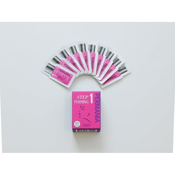 Permania 3-Step Eyelash & Eyebrow Lifting Kit, Brow lamination, Lash perm, Steps 10 sachets of 0.8g/0.03oz each Prep (Step 1)