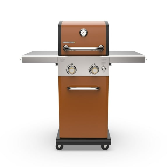 Permasteel 2-Burner Compact Propane Gas Grill with Foldable Sides, Copper