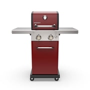 Permasteel 2-Burner Compact Propane Gas Grill with Foldable Sides, Red