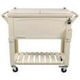 thumbnail image 1 of Permasteel 80-Qt Antique Outdoor Steel Patio Cooler on Wheels, Rolling Cooler Cart, Wooden Teak Style, Cream, 1 of 11