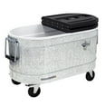 thumbnail image 1 of Permasteel Galvanized Cooler with Wheels, Offers 36-Hours Of Ice Retention, Fits Up To 110 Cans (or 24 Wine Bottles), Heavy Duty Casters, Threaded Drain Plug, Built-In Bottle Opener, 1 of 8