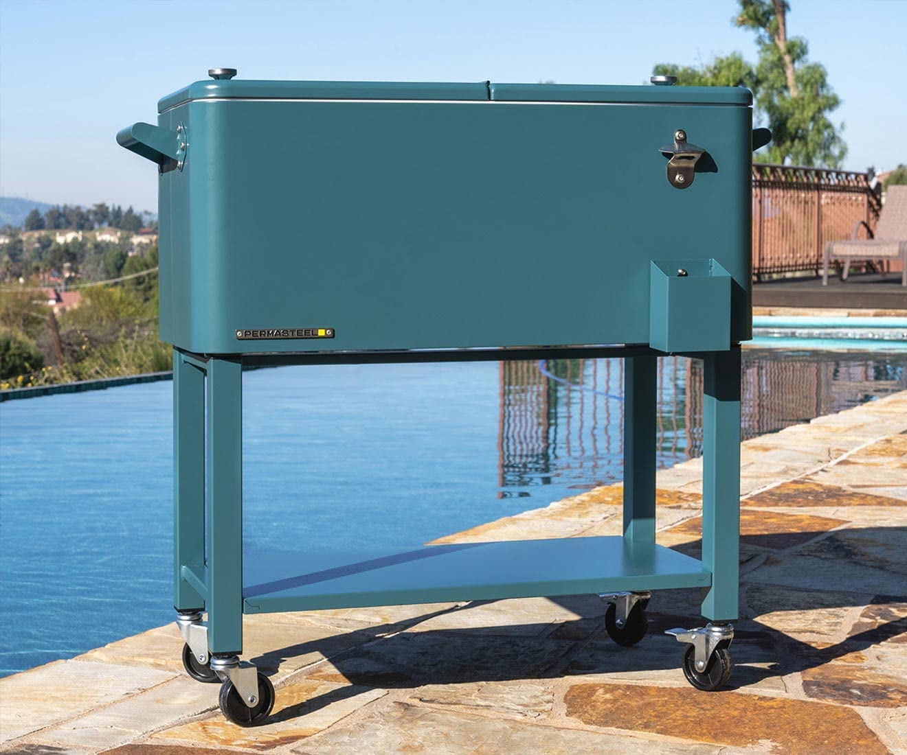 Permasteel 80Qt Outdoor Steel Patio Cooler with Removable Basin