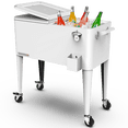thumbnail image 1 of Permasteel Party Cooler with Divider, Spacious 80-Qt Capacity, Chills 36hrs, Serving Tray, Rolling Ice Chest for Indoor and Outdoor Entertainment, Matte White, 1 of 11