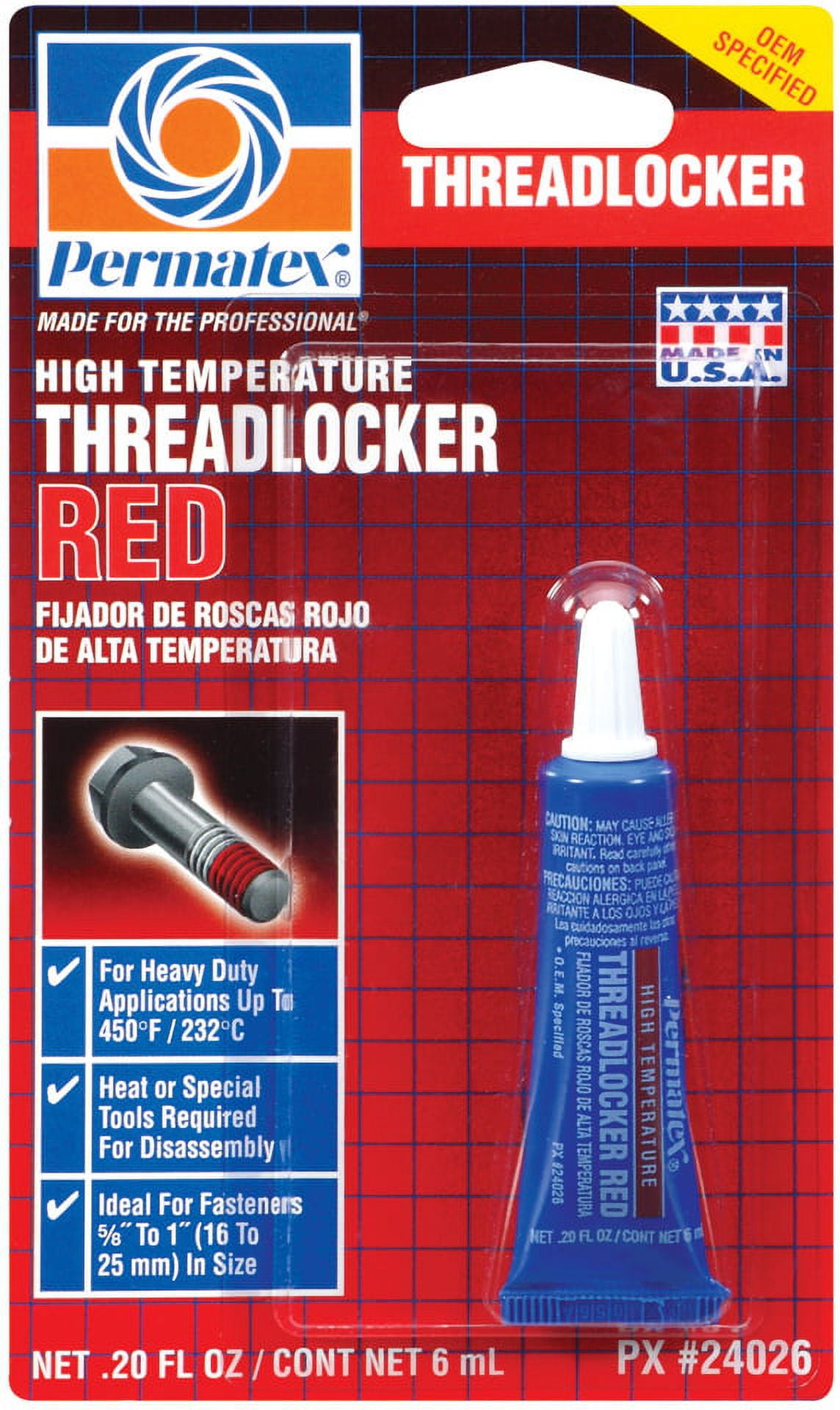Permatex 24026 Threadlocker, High Temperature, Red 6 ML