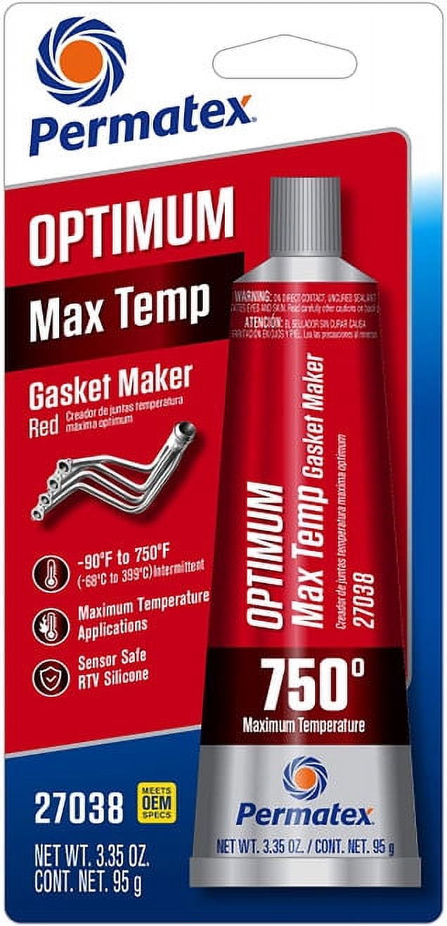 Permatex 27038, Silicone, Metallic Red Gasket Maker Industrial Sealant ...