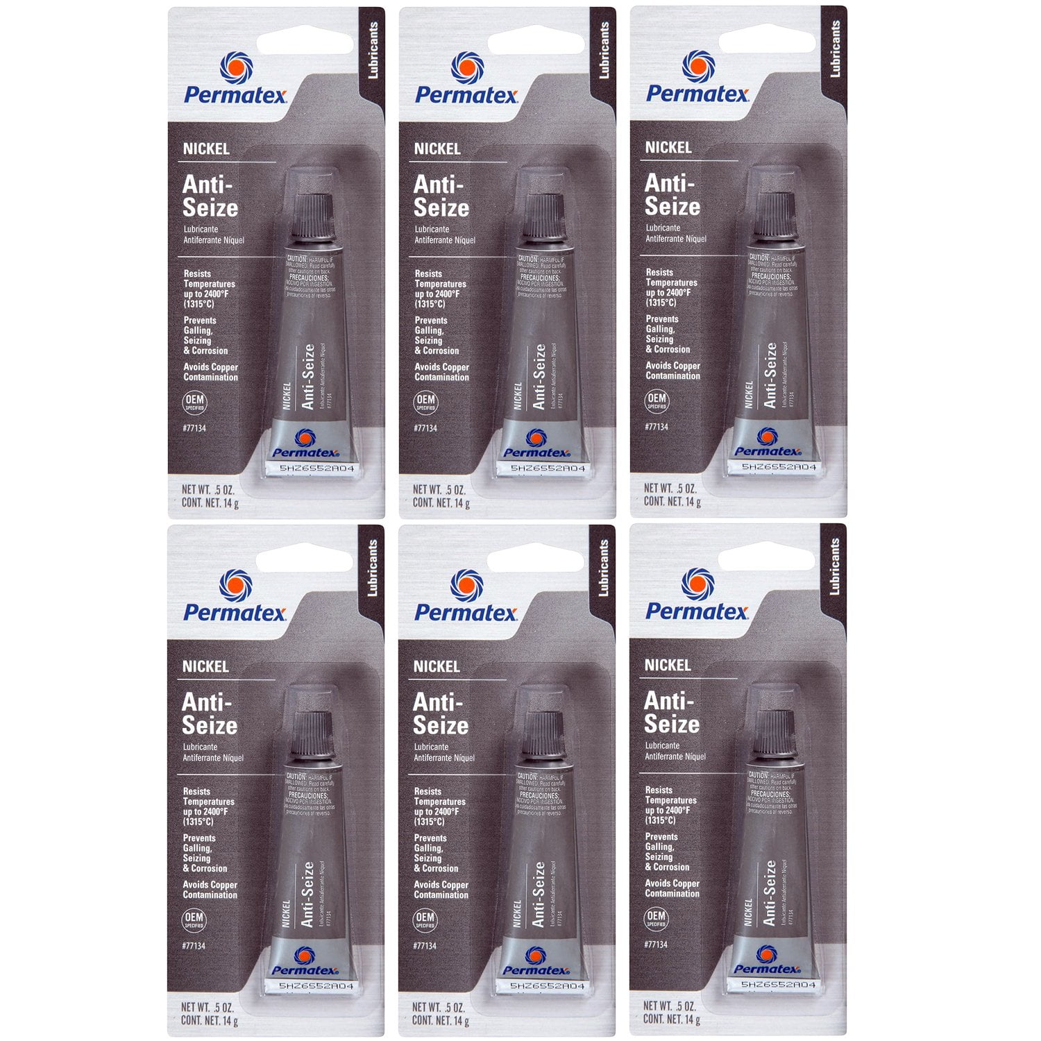 Permatex 77134 Nickel AntiSeize Lubricant, 0.5 oz Tube Pack of 6