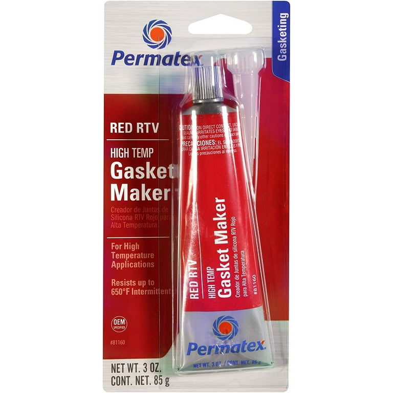 Permatex 81160 High-Temp Red RTV Silicone Gasket, 3 oz