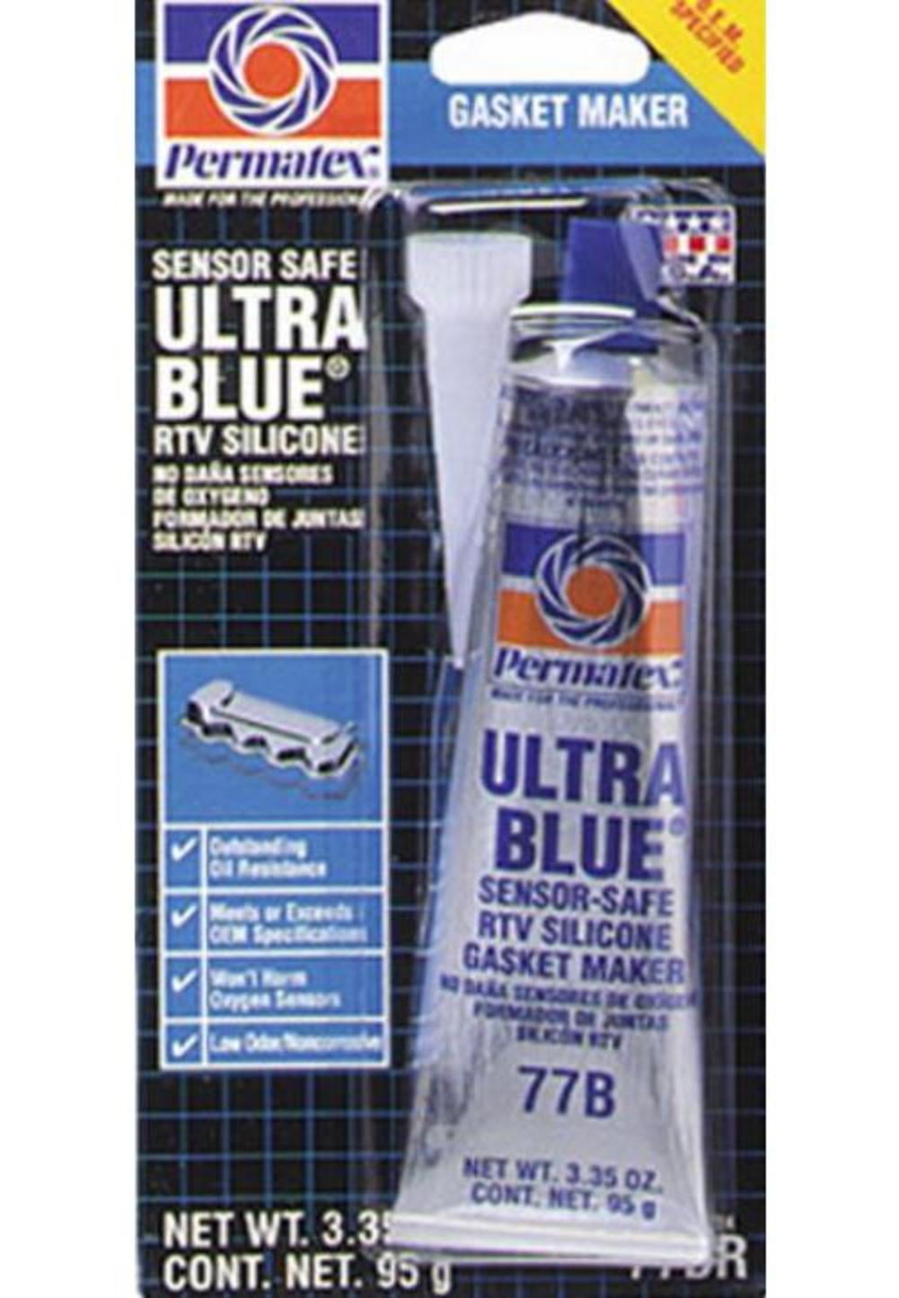 Permatex 81724 Ultra-Blue RTV Silicone Gasket Maker - 3.35oz. Tube ...