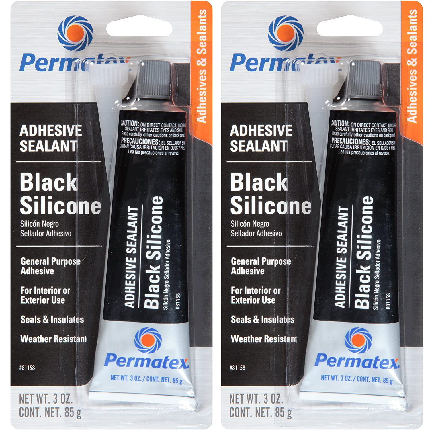 Permatex 81158 Silicone Adhesive Sealant, Black - 3 fl oz tube