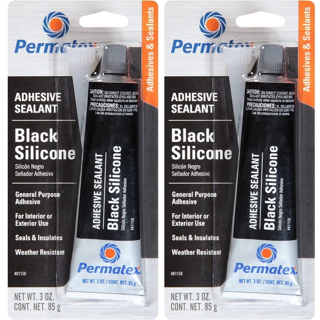 Permatex Black Silicone Adhesive Sealant 3 oz. - 2 Pack 81158-2 ...