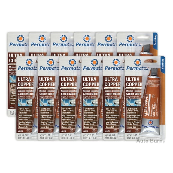 Permatex High-Temp Ultra Copper RTV Silicone Gasket Maker (3 oz.) - 12 Pack