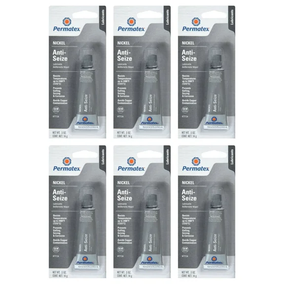 Permatex Nickel Anti-Seize High Temperature Lubricant 0.5 FL oz Tube Set of 6