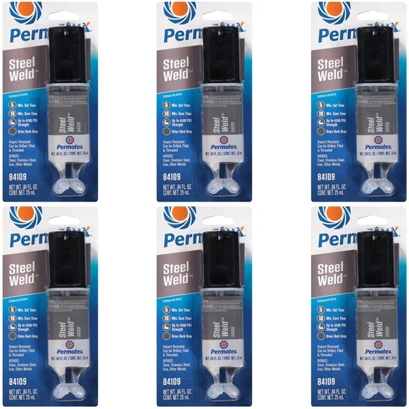 Permatex Steel Weld Epoxy 5-Minute Multi-Metal Epoxy Adhesive 5.04oz (6x0.84oz)