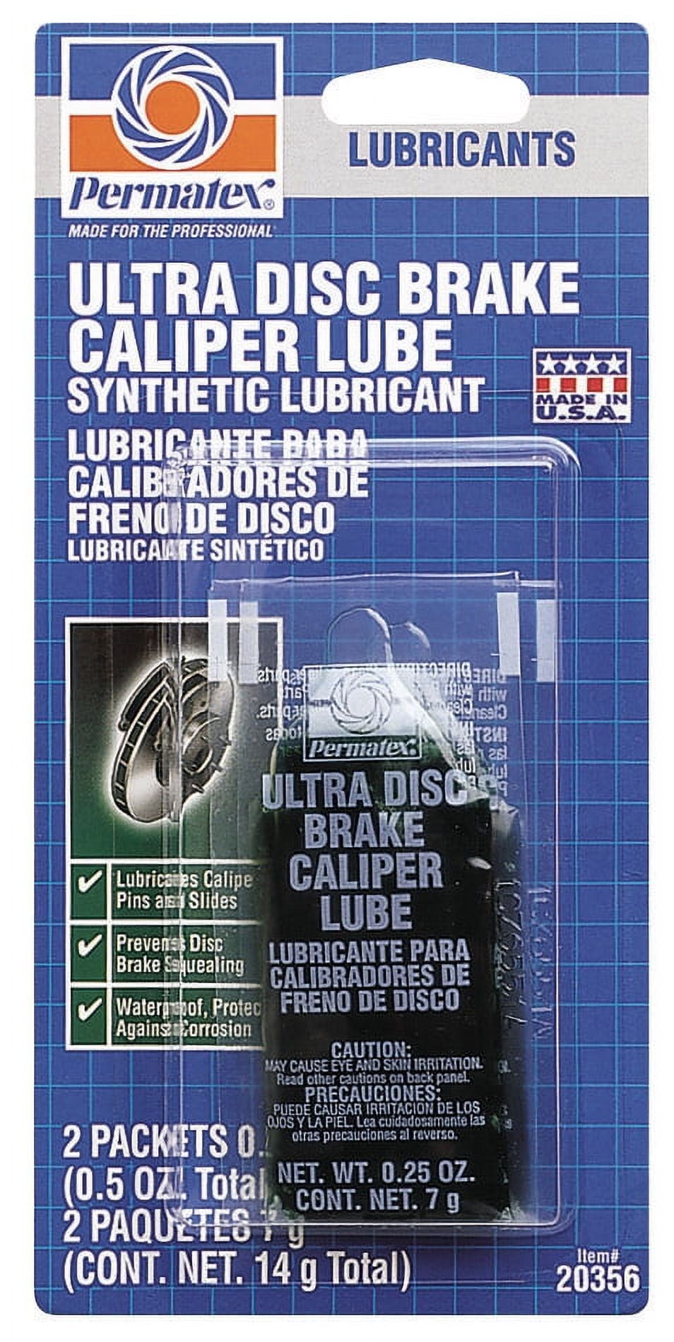 Permatex Ultra Disc Brake Caliper Lube 20356 Brake Anti Squeal Automotive Additive, 14 gal