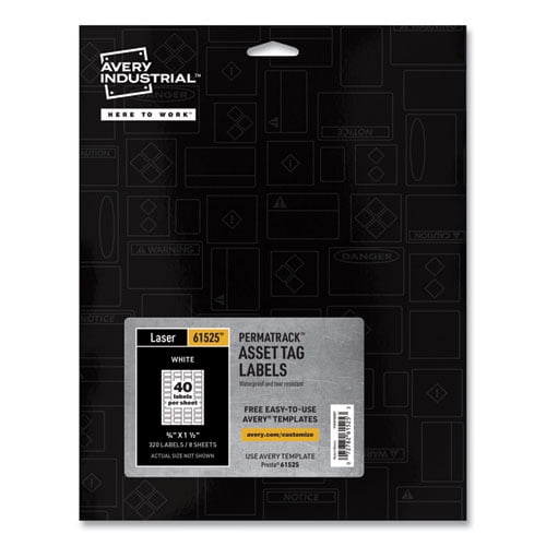 "Permatrack Durable White Asset Tag Labels, Laser Printers, 0.75 X 1.5, White, 40/sheet, 8 Sheets/pack | Bundle of 10 Packs"