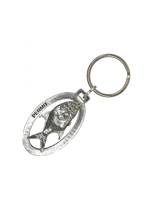 Permit Keychain, Saltwater Fish, S039KC, Key Fob, Key Ring, Keys, Zipper Pull, Luggage Tag, Pewter, Backpack, Over 300 Keychains Designs, Handmade in the USA