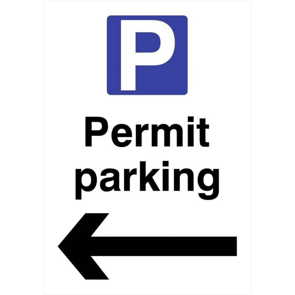 Permit Parking Left Arrow P Sign Parking Signs & Permits Metal Sign Tin Sign 12x16 Inch - Caution Safety Warning Security Signs Indoor & Outdoor Signs for Home, Office, Work