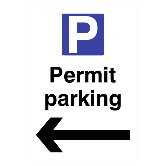 Permit Parking Left Arrow P Sign Parking Signs & Permits Metal Sign - Caution Safety Warning Security Signs Indoor & Outdoor (Aluminum) Size: 8 x 12 inch