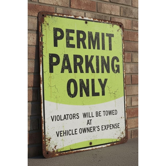 Permit Parking Only|Full Color Metal Single-sided Street Parking Sign|Fade Resistant And Weatherproof|Rounded Corners, Predrilled Holes|8"x12"Inches Vintage Signs Aluminum Plates Printed