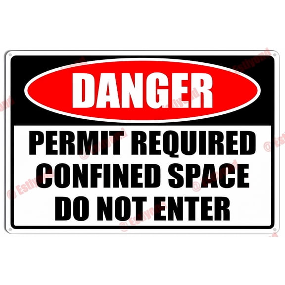 Permit Required Confined Space Do Not Enter Caution Sign - 8"x12" Aluminum Metal Warning Sign, Industrial Safety Marker
