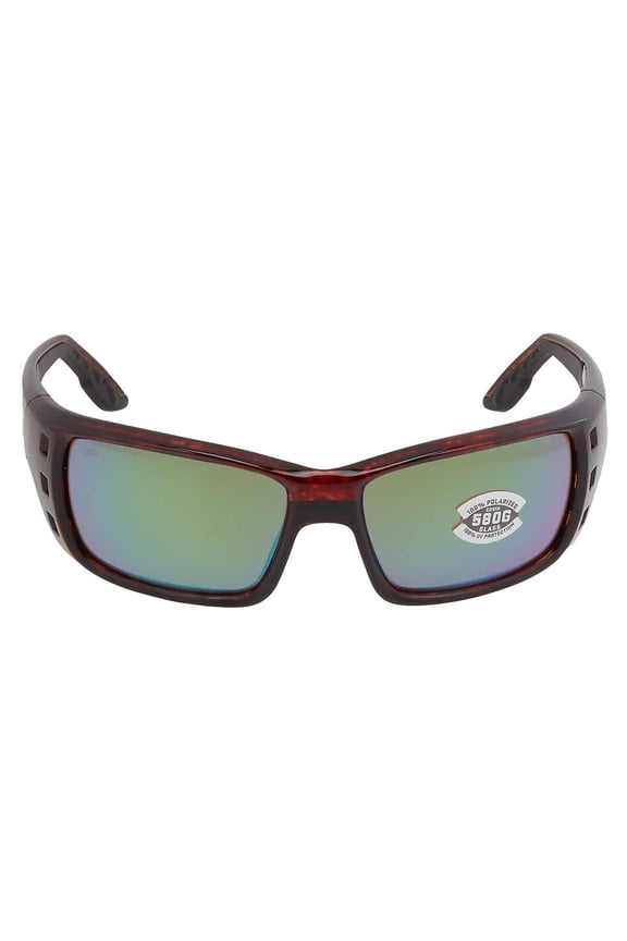 Permit Tortoise Rectangular Sunglasses Green Lens 580G