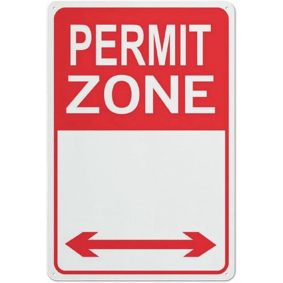Permit Zone Directions Sign Funny Decor For House Door Office Business Yard,Metal Aluminum Rust Free Sign - 8"x12", Pre-Drilled Holes, Weather Resistant