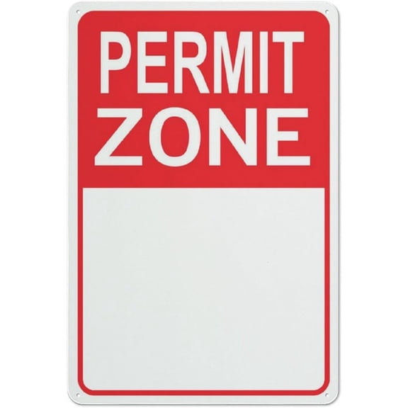Permit Zone Sign 8X12 Rust Free Aluminum Signs Outdoor, Metal Tin Sign For Home, Business, Yard