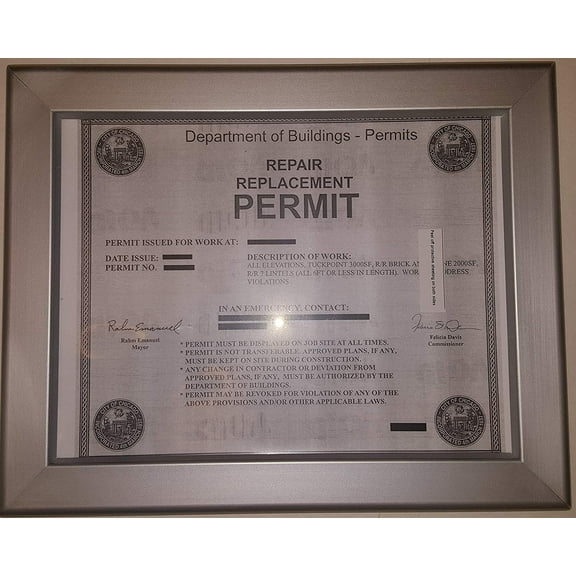 Permit frame city of Chicago 8.5 x 11 (Heavy Duty )