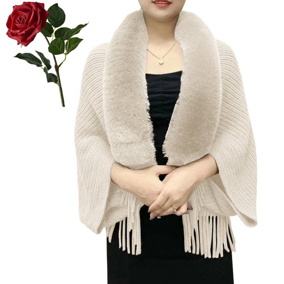 Permitime Shawl Knitting Thick Women's Loose Shawl With Collar Soft Warm Knitted Shawls & Wraps Women's Scarves Wraps Cover up for Dresses Formal Womens Shawl Wrap Scarf Jackets Blanket Jackets for