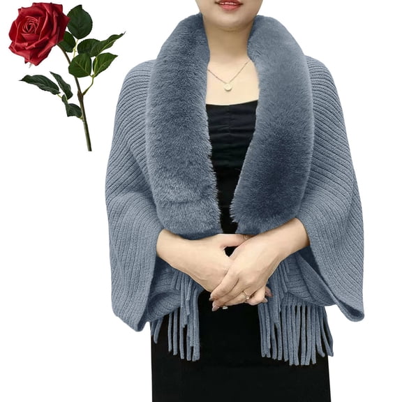 Permitime Shawl Knitting Thick Women's Loose Shawl With Collar Soft Warm Knitted Shawls & Wraps Women's Scarves Wraps Cover up for Dresses Formal Womens Shawl Wrap Scarf Jackets Blanket Jackets for
