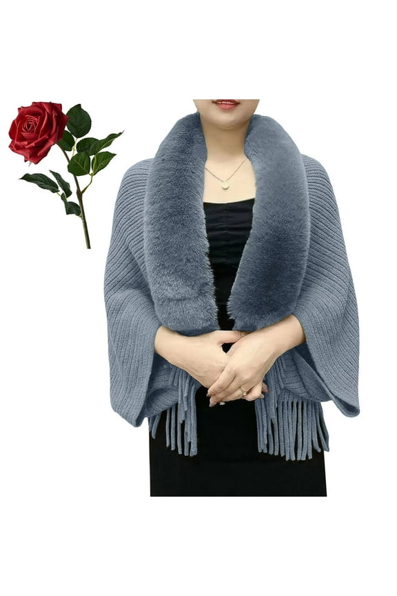 Permitime Shawl Knitting Thick Women's Loose Shawl With Collar Soft Warm Knitted Shawls & Wraps Women's Scarves Wraps Cover up for Dresses Formal Womens Shawl Wrap Scarf Jackets Blanket Jackets for