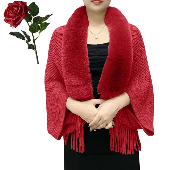 Permitime Shawl Knitting Thick Women's Loose Shawl With Collar Soft Warm Knitted Shawls & Wraps Women's Scarves Wraps Cover up for Dresses Formal Womens Shawl Wrap Scarf Jackets Blanket Jackets for